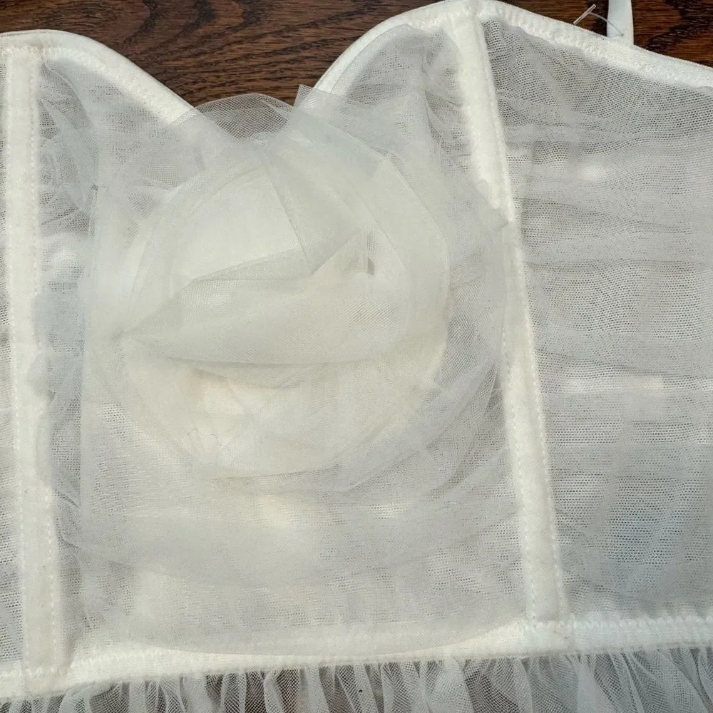 Urban Outfitters Out From Under Roseabel Tulle Rosette Corset Size Small
